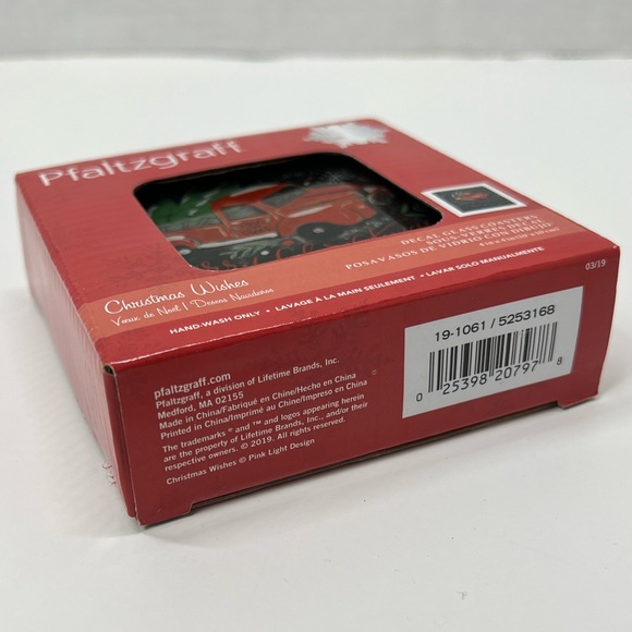 Christmas Tree Coasters Set of 4 Holiday Drink Dinnerware Cork Red Farm Truck - Picture 8 of 10